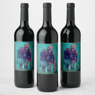 Etiqueta Para Botella De Vino SlipperyJoe figura de zombie aterradora aislada om