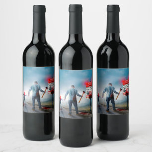 Etiqueta Para Botella De Vino SlipperyJoe's peligro de infección apocalíptica Ha