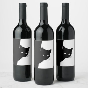 Etiqueta Para Botella De Vino Sly Black Cat