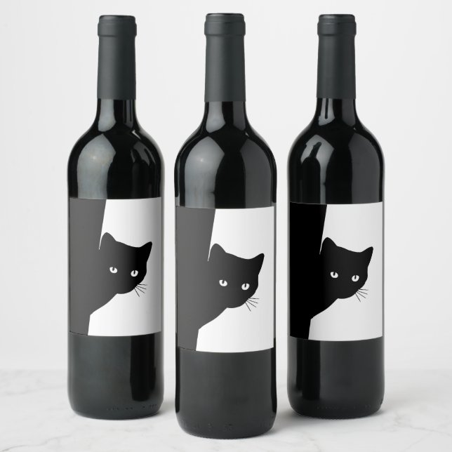 Etiqueta Para Botella De Vino Sly Black Cat (Botellas)