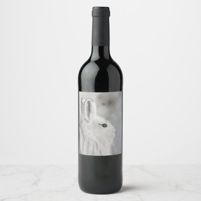 Etiqueta Para Botella De Vino Snowshoe Hare (Anverso)