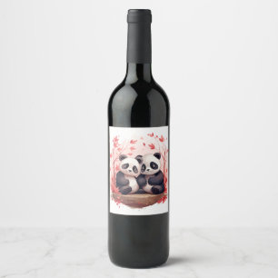 Etiqueta Para Botella De Vino So Happy Together Panda par