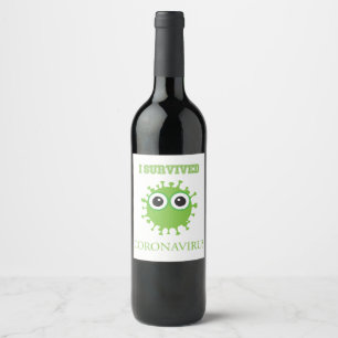 Etiqueta Para Botella De Vino Sobreviví a Coronavirus Pareja Cita Sparkling Wine