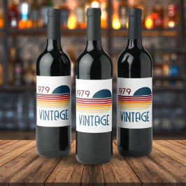 Etiqueta Para Botella De Vino Sol de raya retro vintage 1979