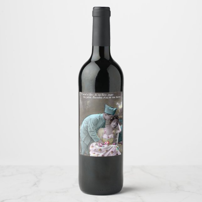 Etiqueta Para Botella De Vino Soldado y amante (Anverso)