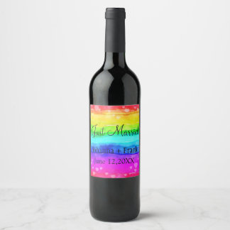 Etiqueta Para Botella De Vino Solo arcoiris casado