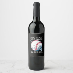 Etiqueta Para Botella De Vino Solo un chico que ama el béisbol