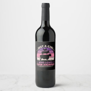 Etiqueta Para Botella De Vino Solo Una Chica Que Ama Animales De Granja Amante M