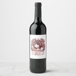 Etiqueta Para Botella De Vino solo una chica que ama los gatos