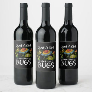 Etiqueta Para Botella De Vino Sólo una chica que ama los insectos