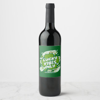 Etiqueta Para Botella De Vino Sólo Vibraciones Afortunadas – Día de San Patricio