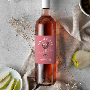 Etiqueta Para Botella De Vino Solteronas Rosa San Valentín Cóctel Chicas Noche 