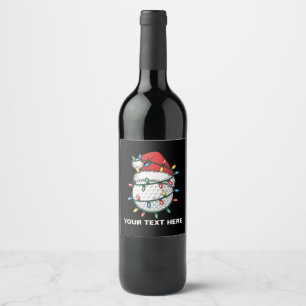 Etiqueta Para Botella De Vino Sombrero de Santa con luces de Navidad personaliza