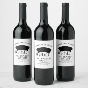 Etiqueta Para Botella De Vino Sombrero doctoral de doctorado personalizado Gradu