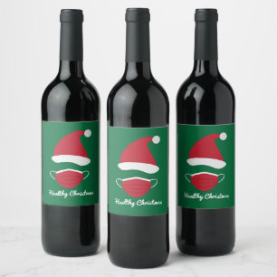 Etiqueta Para Botella De Vino Sombrero rojo y máscara facial