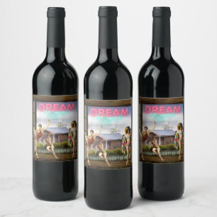 Etiqueta Para Botella De Vino Soñad más Arte Alterado Bailarines Vintage