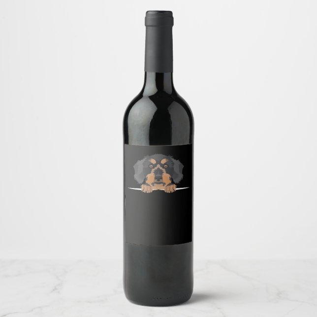 Etiqueta Para Botella De Vino Sonriente Wire-Haired Dachshund (Anverso)