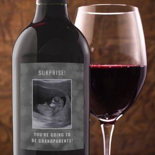 Etiqueta Para Botella De Vino Sorpresa, vas a ser Recién nacido de abuelos