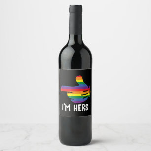 Etiqueta Para Botella De Vino Soy su pareja lesbiana arcoíris divertida Orgullo