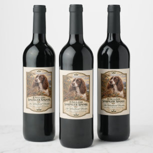 Etiqueta Para Botella De Vino Spaniel de Springer Inglés