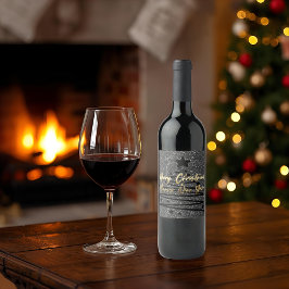 Etiqueta Para Botella De Vino Sparkly Black Wine Label Set