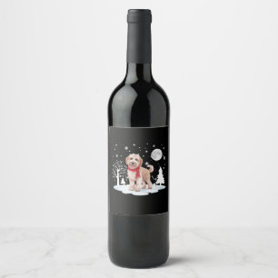 Etiqueta Para Botella De Vino Spinone Italiano Bajo la Luz de la Luna Navidad co