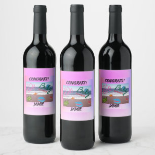 Etiqueta Para Botella De Vino Splash de Alegría: Celebración de Baby Shower de N