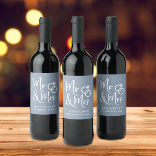 Etiqueta Para Botella De Vino Sr. Dusty Blue Boda