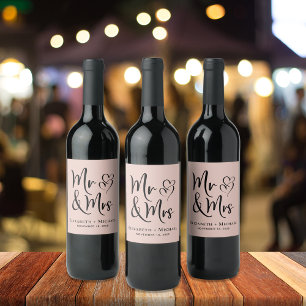 Etiqueta Para Botella De Vino Sr. Rubor Boda Rosa