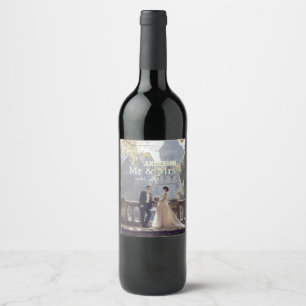 Etiqueta Para Botella De Vino Sr & Sra agregar nombre de familia foto fecha boda
