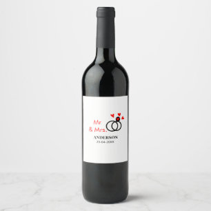 Etiqueta Para Botella De Vino Sr y Sra agregan nombre de familia fecha año favor