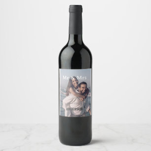 Etiqueta Para Botella De Vino Sr y Sra agregar nombre de familia foto fecha boda