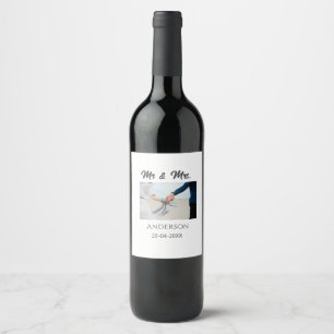 Etiqueta Para Botella De Vino Sr. y Sra. añada apellido fecha año de boda favor