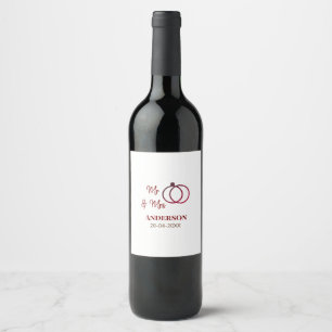 Etiqueta Para Botella De Vino Sr. y Sra. añada apellido fecha año de boda favor 