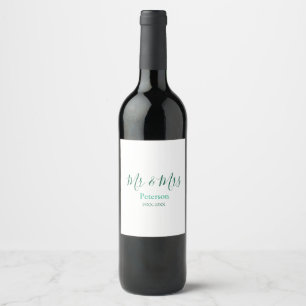 Etiqueta Para Botella De Vino Sr y Sra apellido casados año boda compromiso