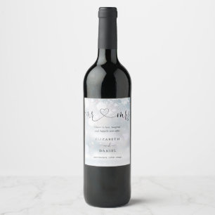Etiqueta Para Botella De Vino Sr y Sra Brindis por Amor Guión Boda de Invierno
