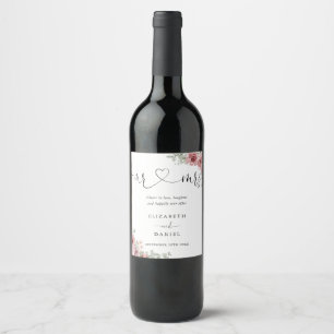 Etiqueta Para Botella De Vino Sr. Y Sra. Cheers To Love Heart Script Boda