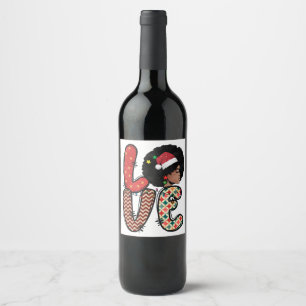 Etiqueta Para Botella De Vino Sra. Black Santa Melanin Navidades Claus Sista