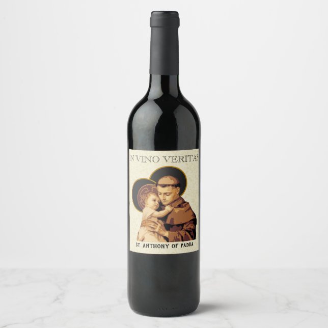 Etiqueta Para Botella De Vino St. Anthony IN VINO VERITAS (Anverso)