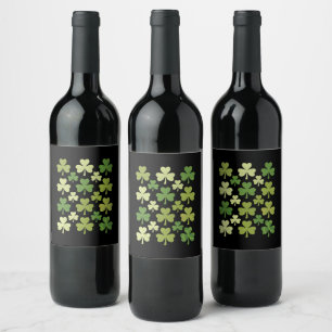 Etiqueta Para Botella De Vino St Patrick's Day Heart Lucky Clover Shamrock