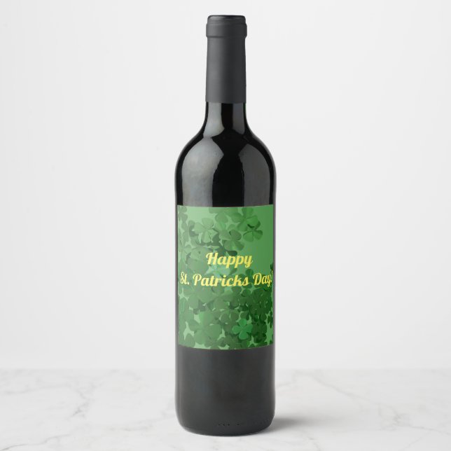 Etiqueta Para Botella De Vino St. Patrick's Day Shamrock . (Anverso)