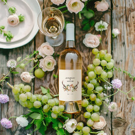 Etiqueta Para Botella De Vino Stag rust terracota rosa rústico-elegante