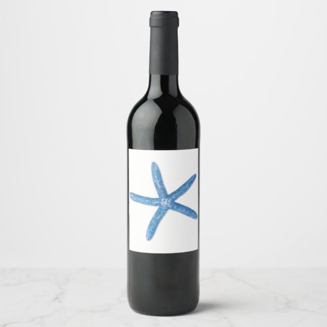 Etiqueta Para Botella De Vino Starfish azul (Anverso)