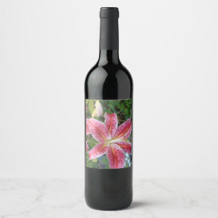 Etiqueta Para Botella De Vino Stargazer Lilies Garden Floral