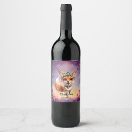 Etiqueta Para Botella De Vino Starlit Fox of the Moonlit Meadows.