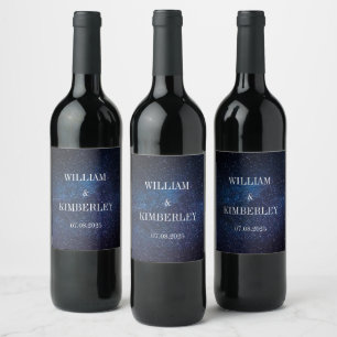 Etiqueta Para Botella De Vino Starry Night Sky Galaxy Elegant Wedding