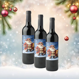 Etiqueta Para Botella De Vino Steampunk Santa Claus – Vintage Christmas Adventur