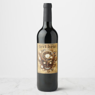 Etiqueta Para Botella De Vino Steampunk Skull Estilo Gótico