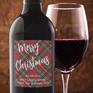 Etiqueta Para Botella De Vino Stewart Tartán White Script, conjunto de nombres d