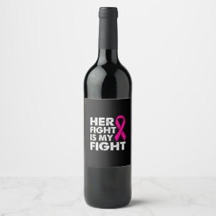 Etiqueta Para Botella De Vino Su lucha es mi lucha Concienciación sobre el cánce